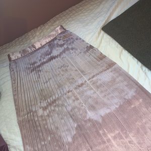 Light pink satin pleated skirt